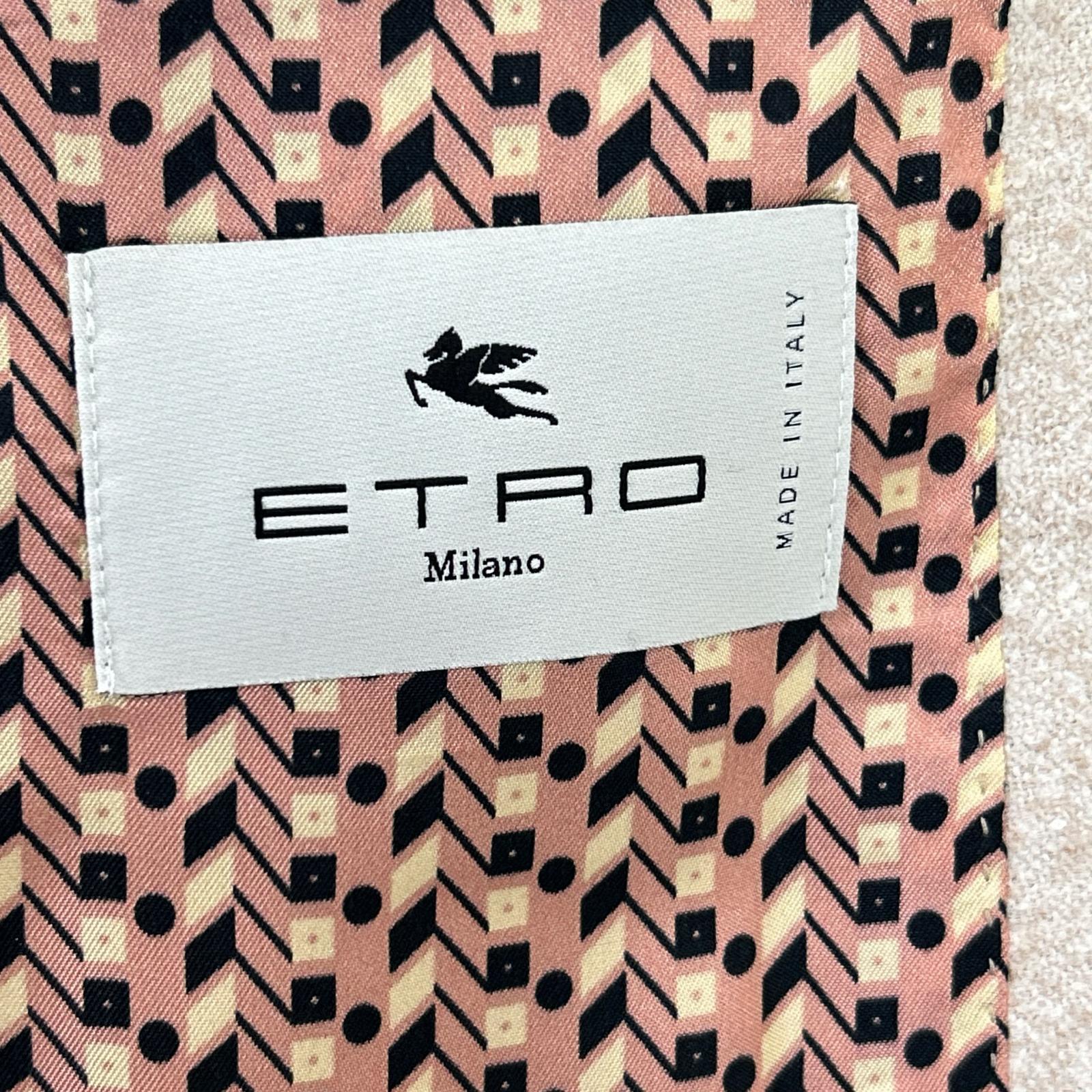 ETRO 232-11807-0021 Beige Alpaca Blend Fully Lined Side Vent 2B Striped Tailored Jacket