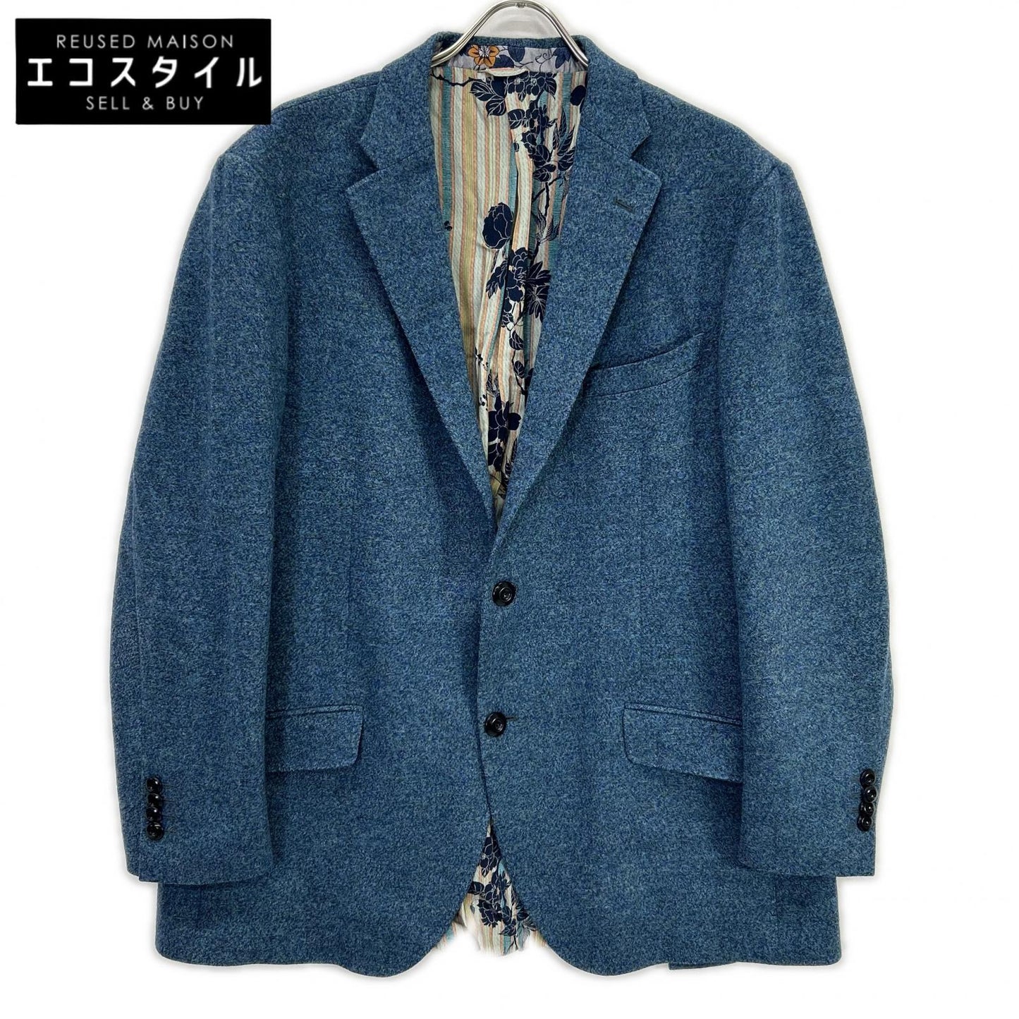 ETRO エトロ 172-1187Q-0109 NEW JERSEY ブルー ウール ボタニカルライニング サイドベンツ2Bテーラードジャケット ジャケット
