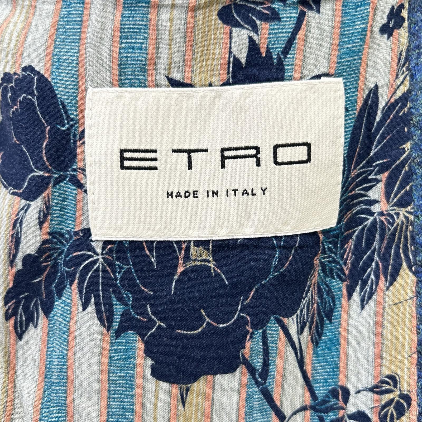 ETRO エトロ 172-1187Q-0109 NEW JERSEY ブルー ウール ボタニカルライニング サイドベンツ2Bテーラードジャケット ジャケット