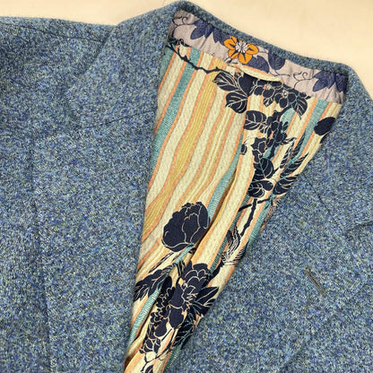 ETRO 艾特罗 172-1187Q-0109 NEW JERSEY 蓝色 羊毛 植物印花衬里 侧开衩两扣西装外套