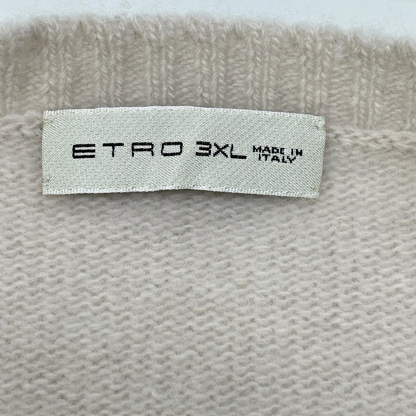 ETRO エトロ 201-1M500-9179 アイボリー ウール100 ロゴ刺繍 クルーネック ニットプルオーバー トップス