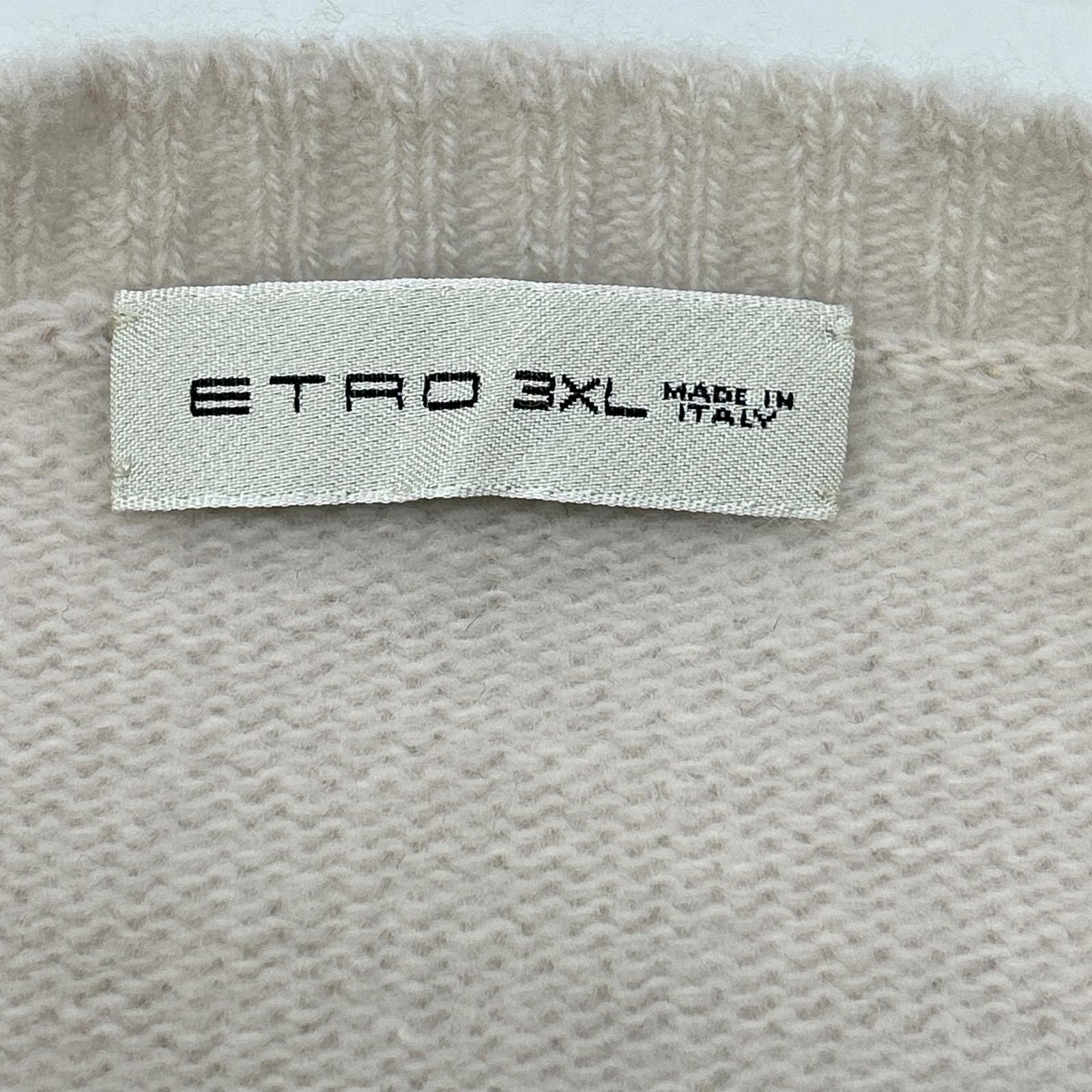 ETRO エトロ 201-1M500-9179 アイボリー ウール100 ロゴ刺繍 クルーネック ニットプルオーバー トップス
