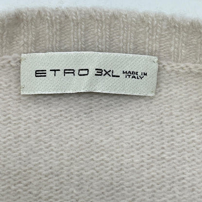 ETRO エトロ 201-1M500-9179 アイボリー ウール100 ロゴ刺繍 クルーネック ニットプルオーバー トップス