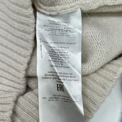 ETRO エトロ 201-1M500-9179 アイボリー ウール100 ロゴ刺繍 クルーネック ニットプルオーバー トップス