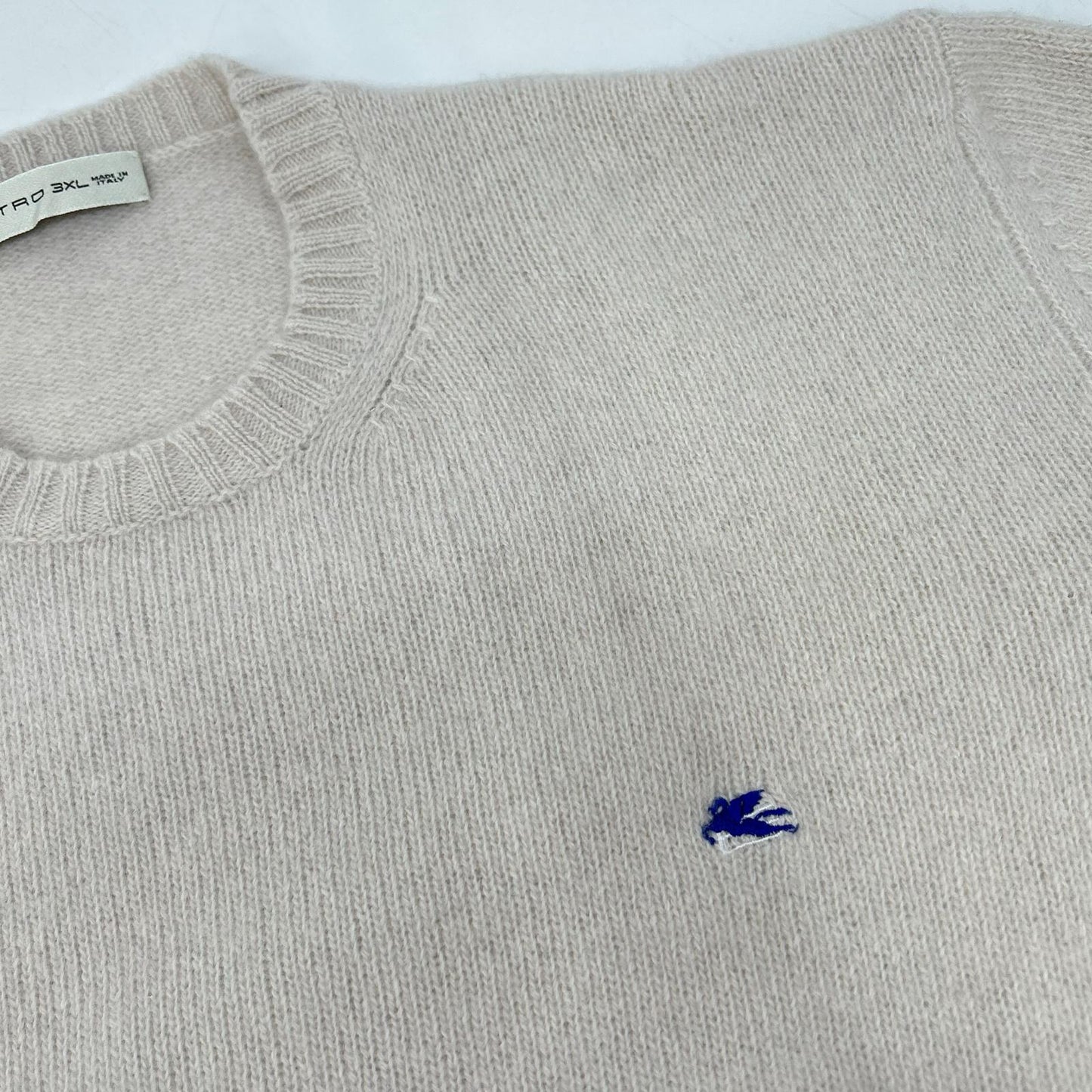 ETRO エトロ 201-1M500-9179 アイボリー ウール100 ロゴ刺繍 クルーネック ニットプルオーバー トップス