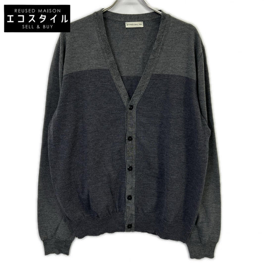ETRO エトロ 172-1M102-9601 グレー ウール100 バイカラーボタンニットカーディガン トップス