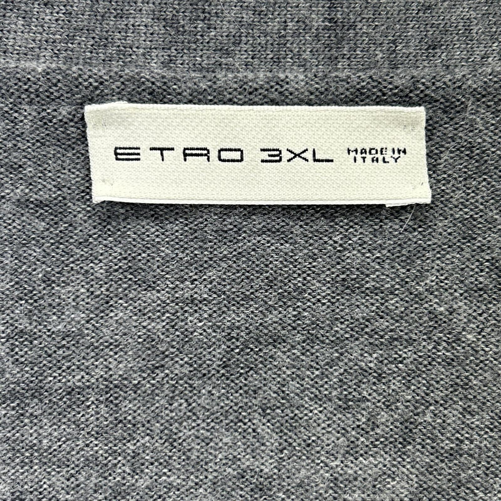 ETRO 艾特罗 172-1M102-9601 灰色 100%羊毛 双色纽扣针织开衫 上衣