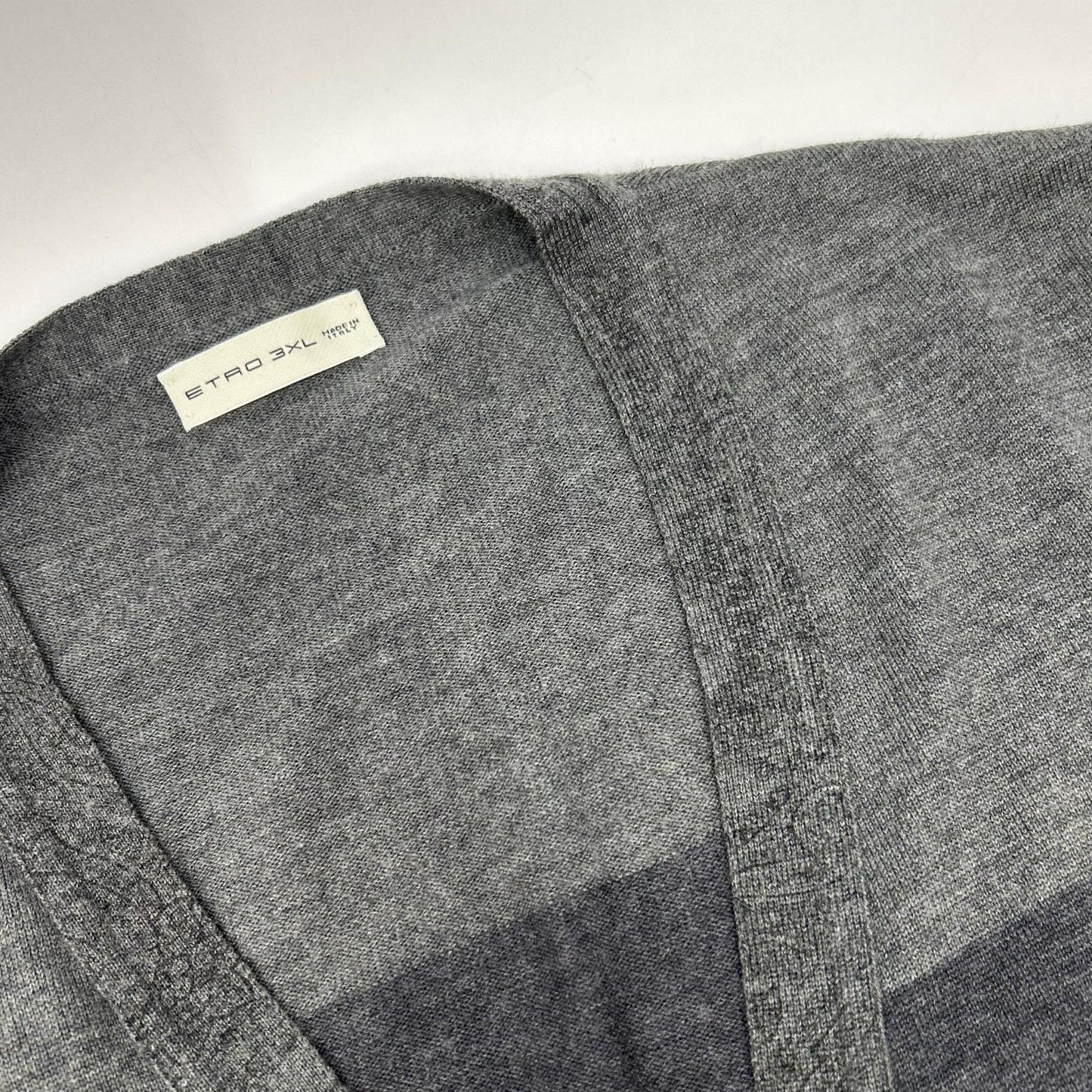 ETRO 艾特罗 172-1M102-9601 灰色 100%羊毛 双色纽扣针织开衫 上衣
