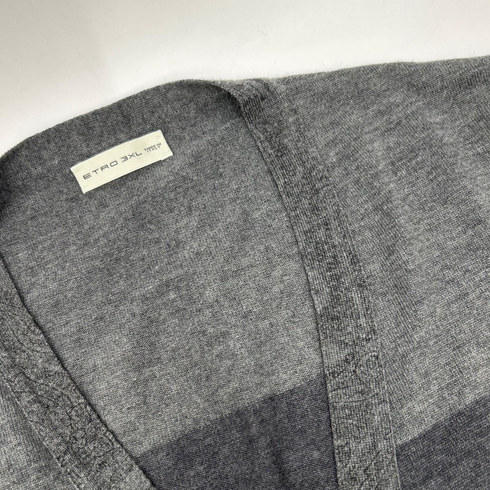 ETRO 艾特罗 172-1M102-9601 灰色 100%羊毛 双色纽扣针织开衫 上衣