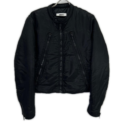 MM6 エムエムシックス S62AN0013 ブラック ナイロン 5ZIP 八の字 パデットライダースジャケット ジャケット