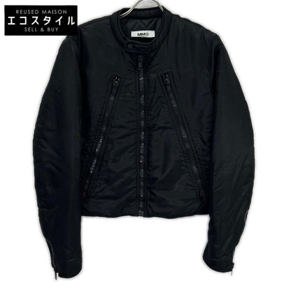 MM6 エムエムシックス S62AN0013 ブラック ナイロン 5ZIP 八の字 パデットライダースジャケット ジャケット