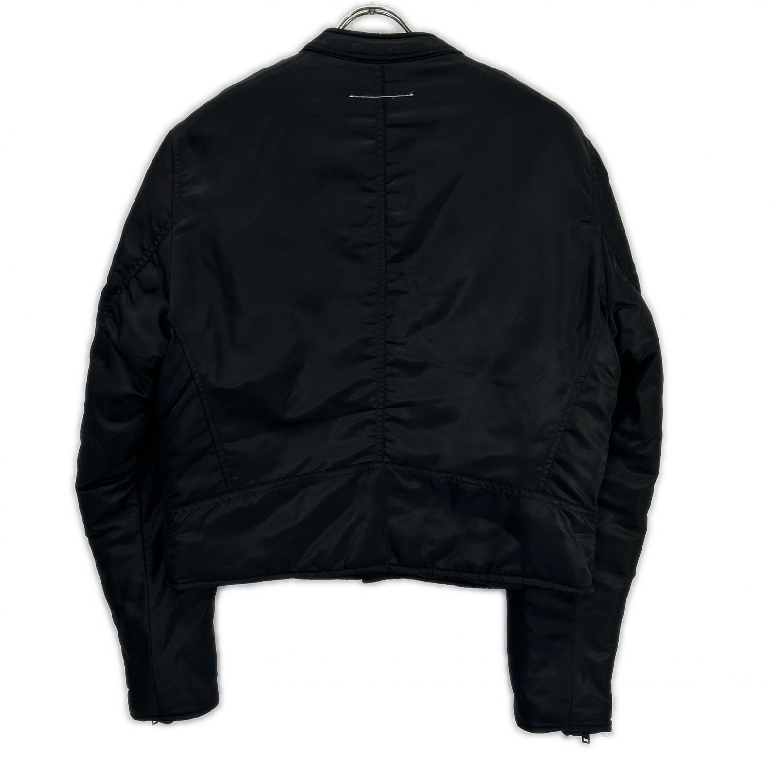 MM6 エムエムシックス S62AN0013 ブラック ナイロン 5ZIP 八の字 パデットライダースジャケット ジャケット
