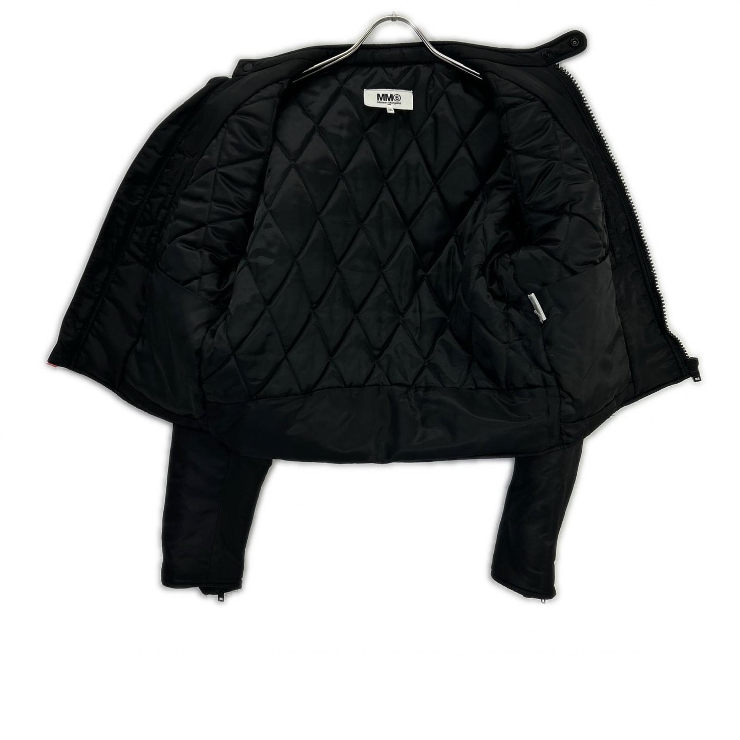 MM6 エムエムシックス S62AN0013 ブラック ナイロン 5ZIP 八の字 パデットライダースジャケット ジャケット