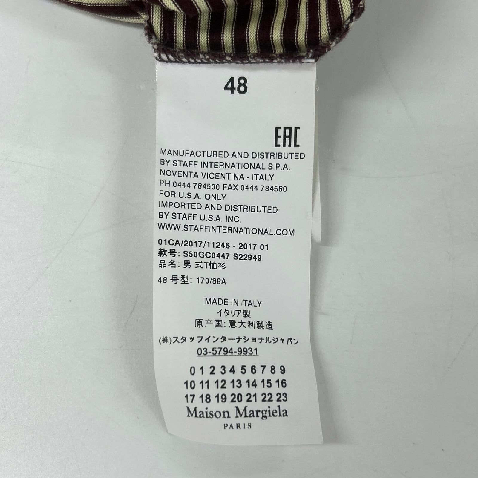 Maison margiela メゾンマルジェラ 17SS S50GC0447 ベージュ×バーガンディ ボーダー ロングスリーブカットソー トップス