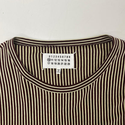 Maison margiela メゾンマルジェラ 17SS S50GC0447 ベージュ×バーガンディ ボーダー ロングスリーブカットソー トップス