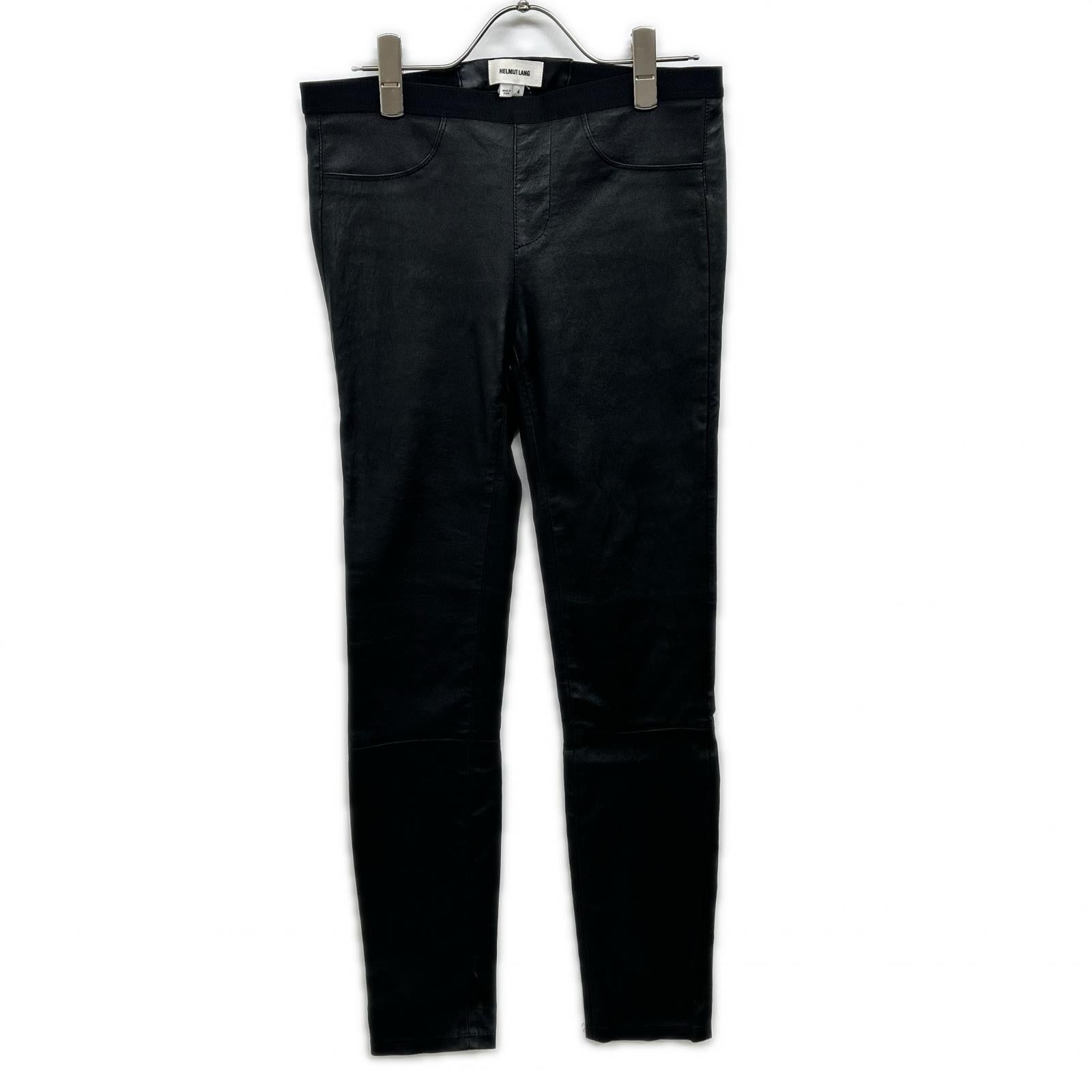 Black sheepskin leather skinny pants, bottoms, size 4, women's
