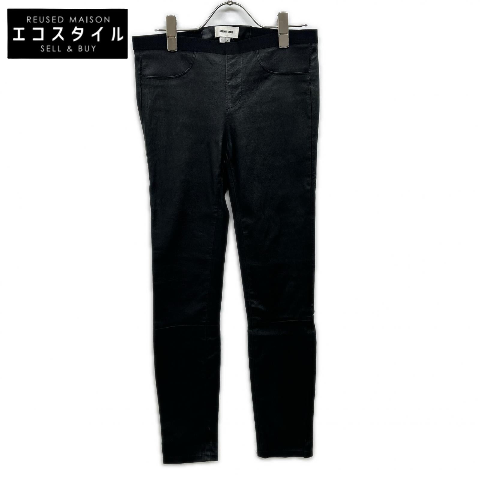 Black sheepskin leather skinny pants, bottoms, size 4, women's