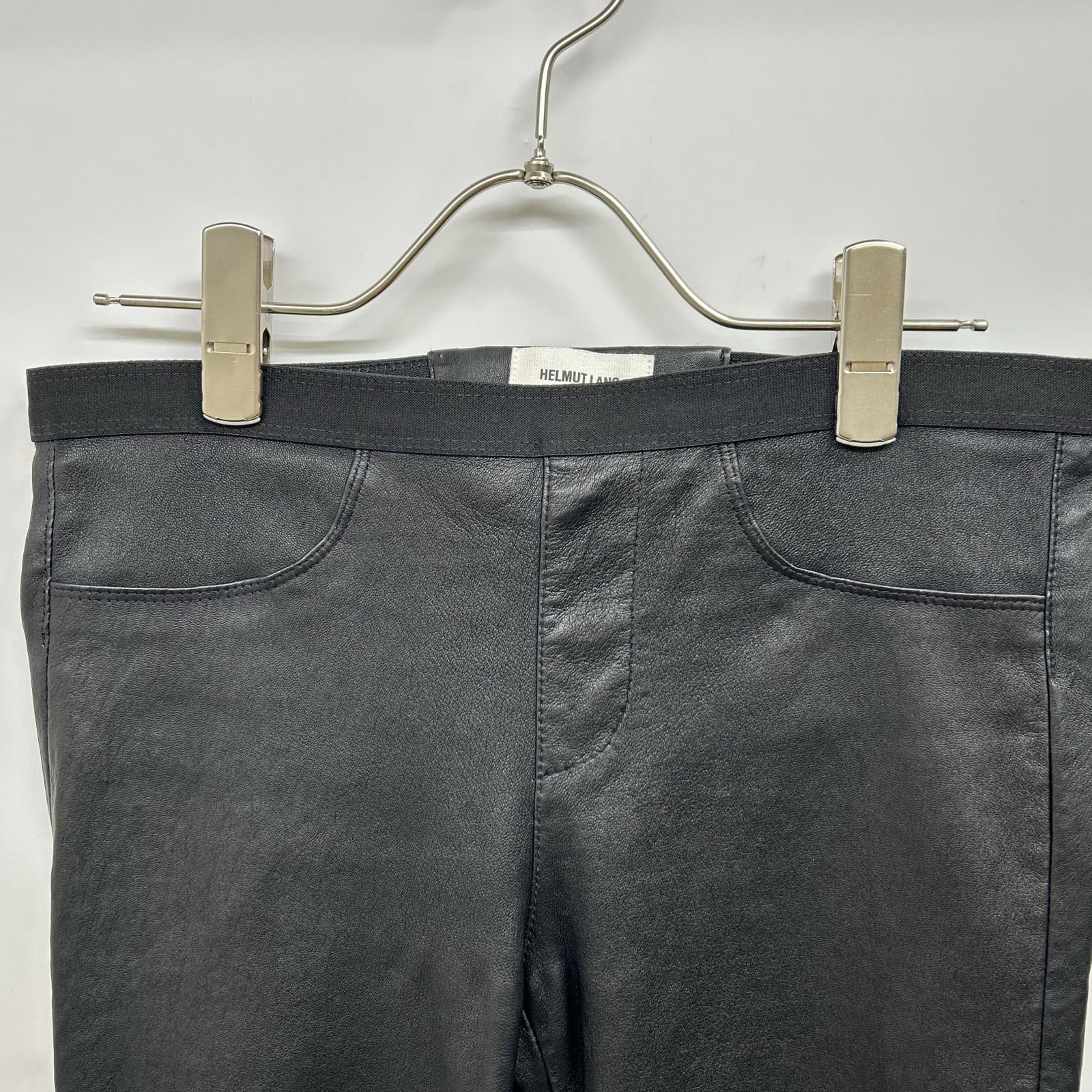 Black sheepskin leather skinny pants, bottoms, size 4, women's