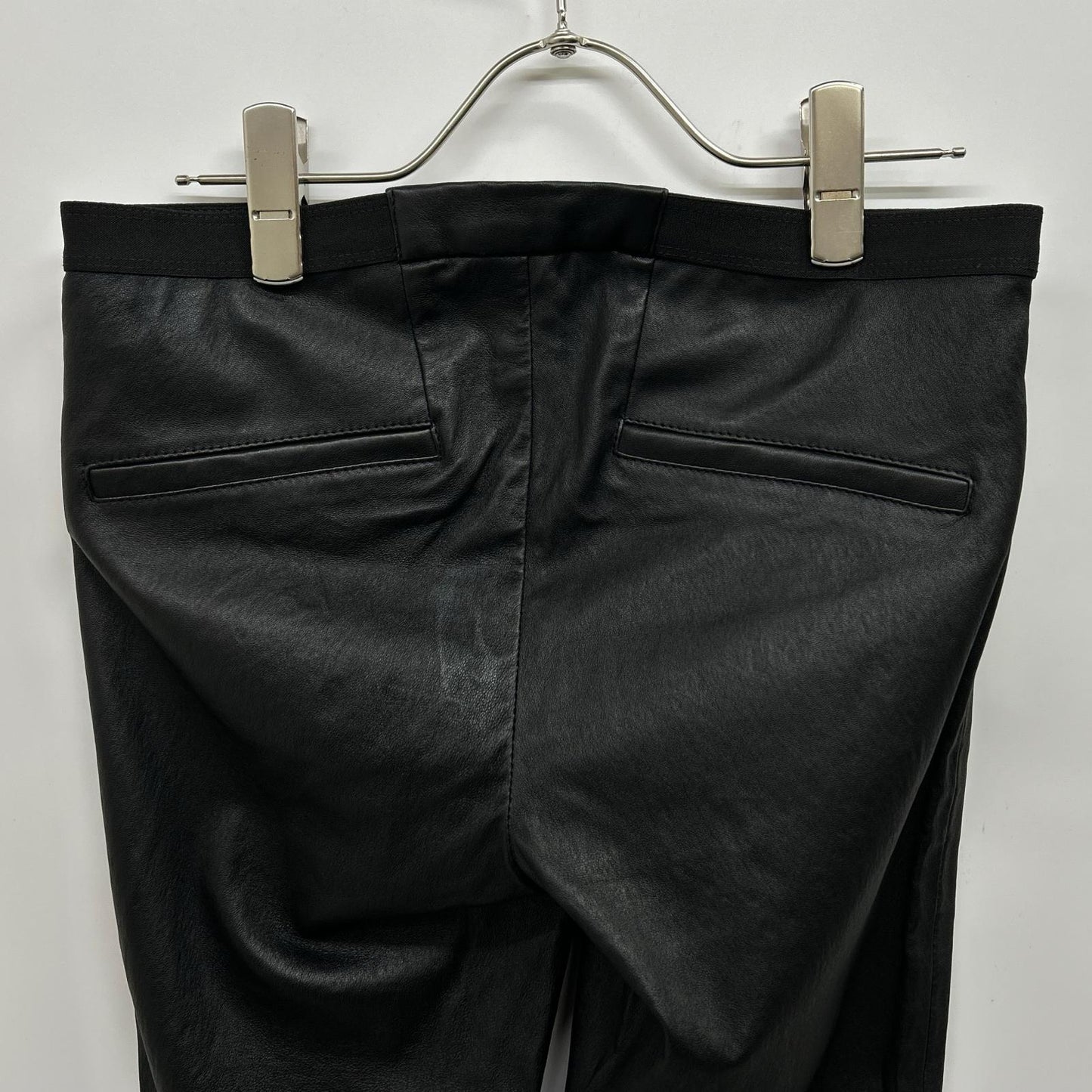 Black sheepskin leather skinny pants, bottoms, size 4, women's