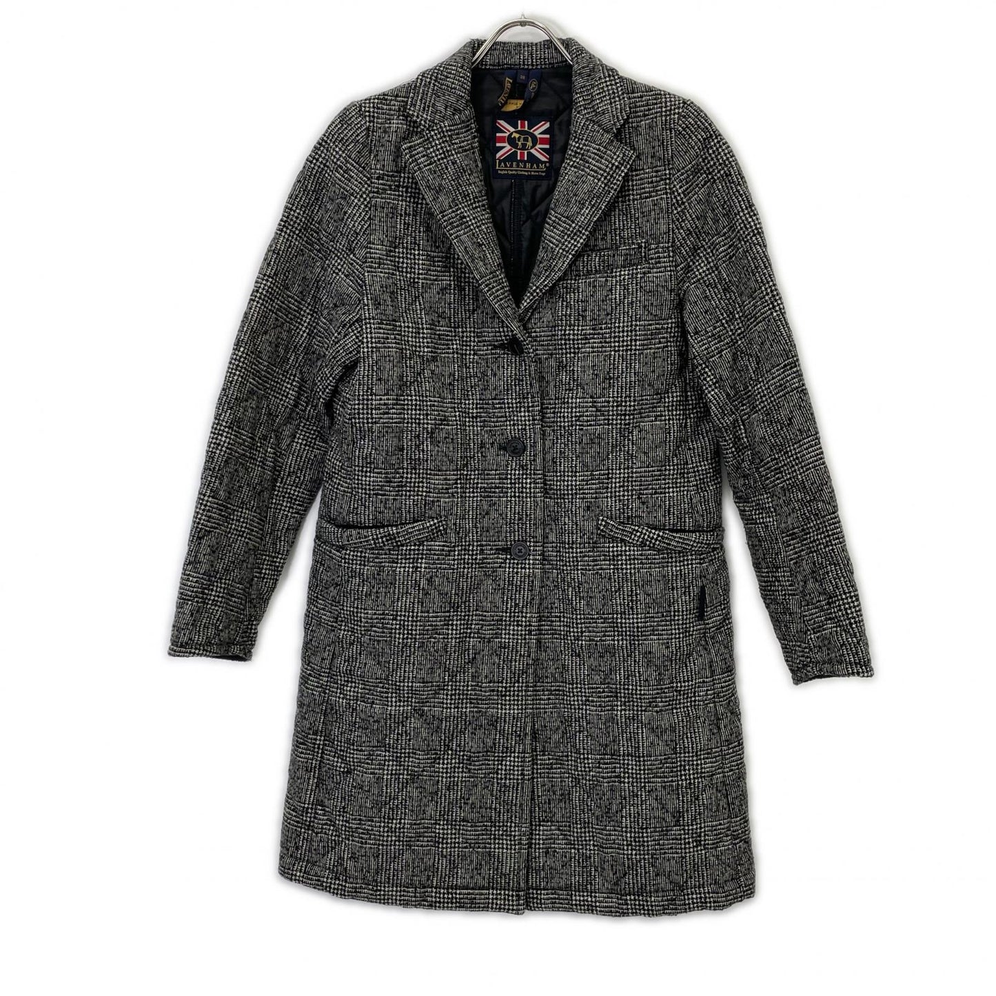 LAVENHAM Gray British-made Gray x Black Tweed Quilting Chester Coat Coat 38 Women's