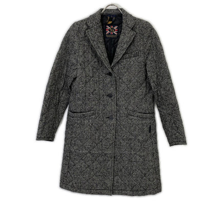 LAVENHAM Gray British-made Gray x Black Tweed Quilting Chester Coat Coat 38 Women's