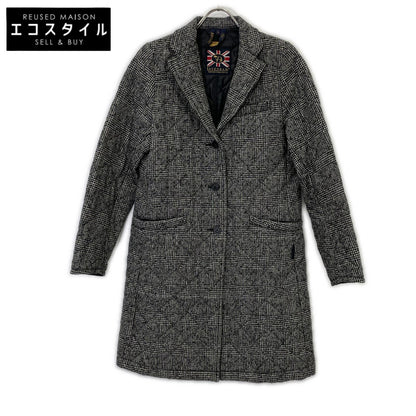 LAVENHAM Gray British-made Gray x Black Tweed Quilting Chester Coat Coat 38 Women's