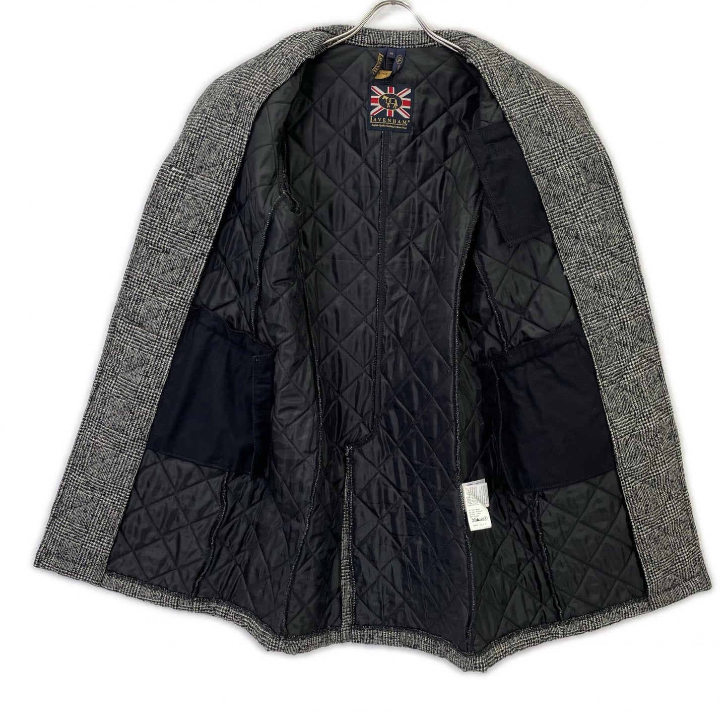 LAVENHAM Gray British-made Gray x Black Tweed Quilting Chester Coat Coat 38 Women's