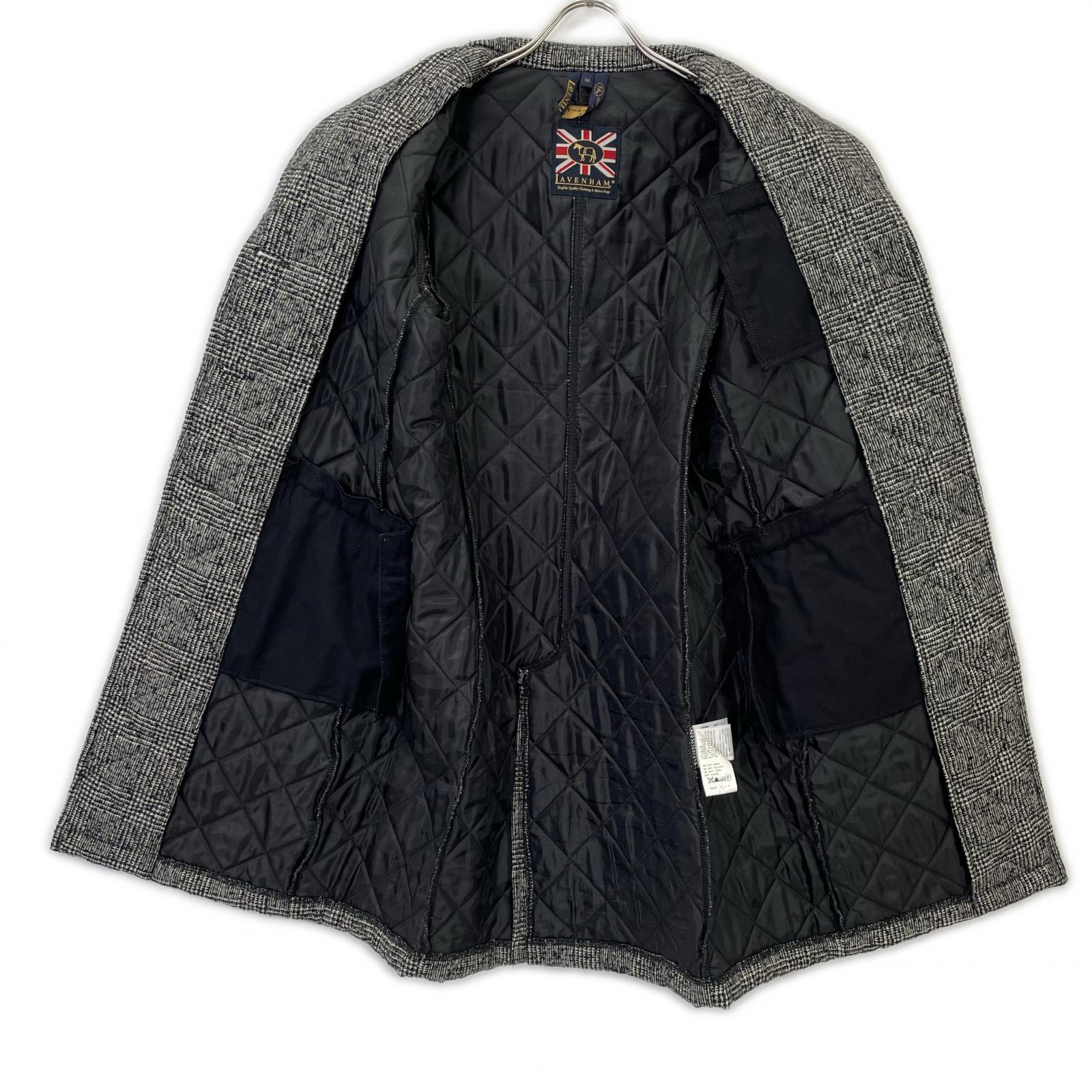 LAVENHAM Gray British-made Gray x Black Tweed Quilting Chester Coat Coat 38 Women's
