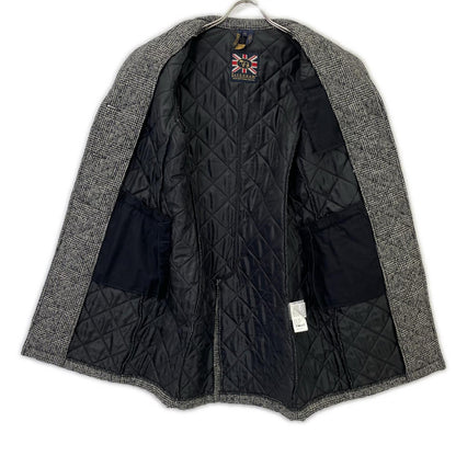 LAVENHAM Gray British-made Gray x Black Tweed Quilting Chester Coat Coat 38 Women's
