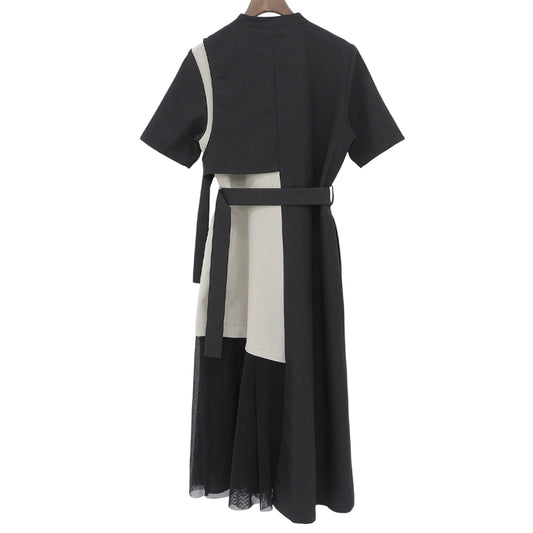 Black x Ecru Mesh Layered Dress Women's FREE Dress FREE Women's
