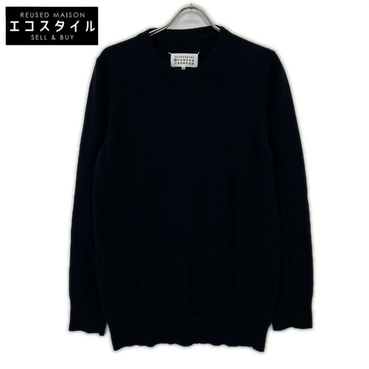 Maison Margiela 马吉拉 S50HA1069 22年 海军蓝 羊毛 四缝线圆领针织衫 上衣