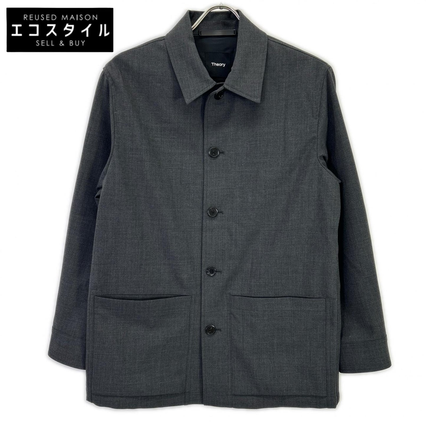 Theory セオリー 02-2309003 ｸﾞﾚｰ Bond Wool Twill Selk PA ｼｬﾂｼﾞｬｹｯﾄ ジャケット XS メンズ