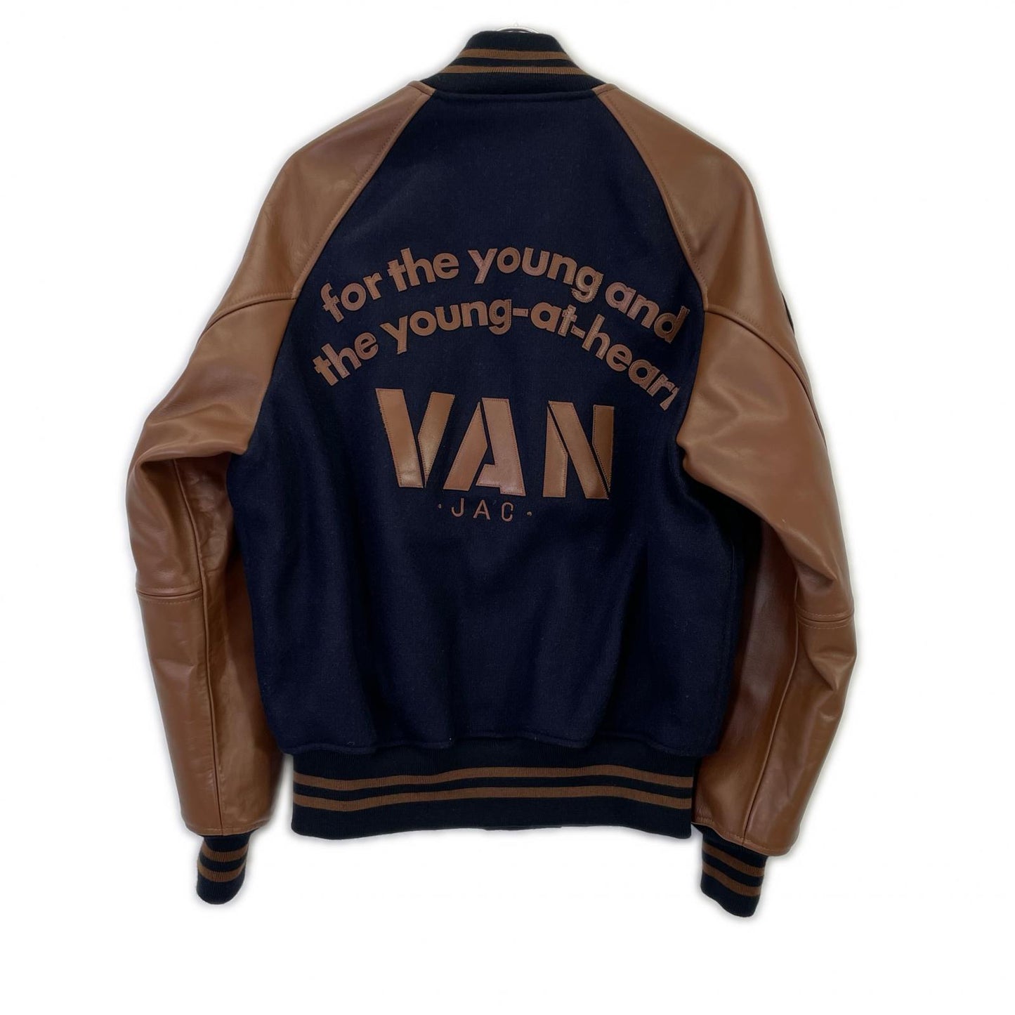 VAN JACKET ヴァンジャケット JW-19502 ネイビー×ブラウン ウール×レザー 水牛革切替スタジャン ジャケット