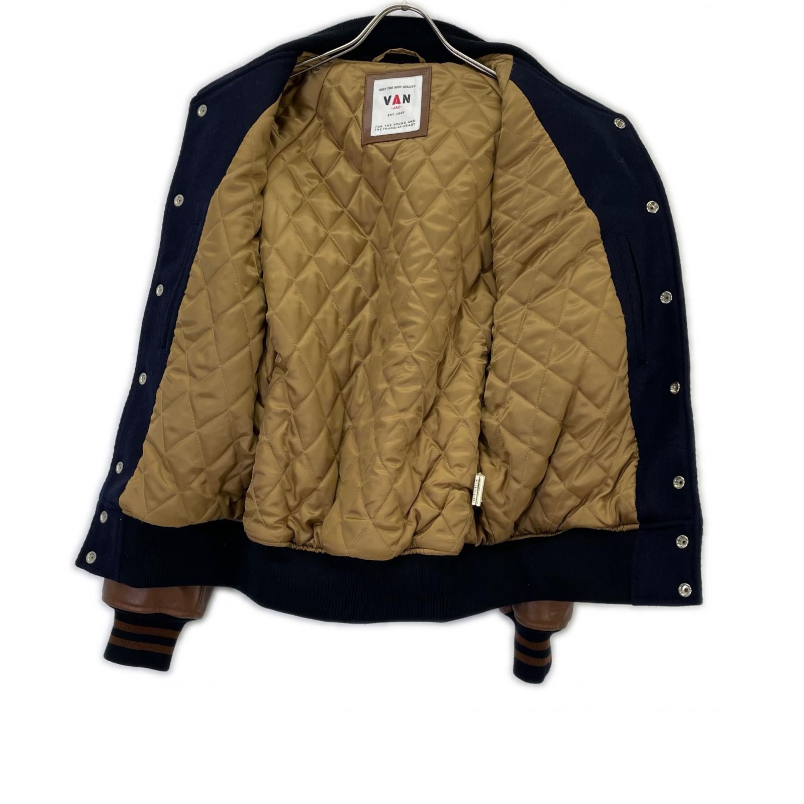 VAN JACKET ヴァンジャケット JW-19502 ネイビー×ブラウン ウール
