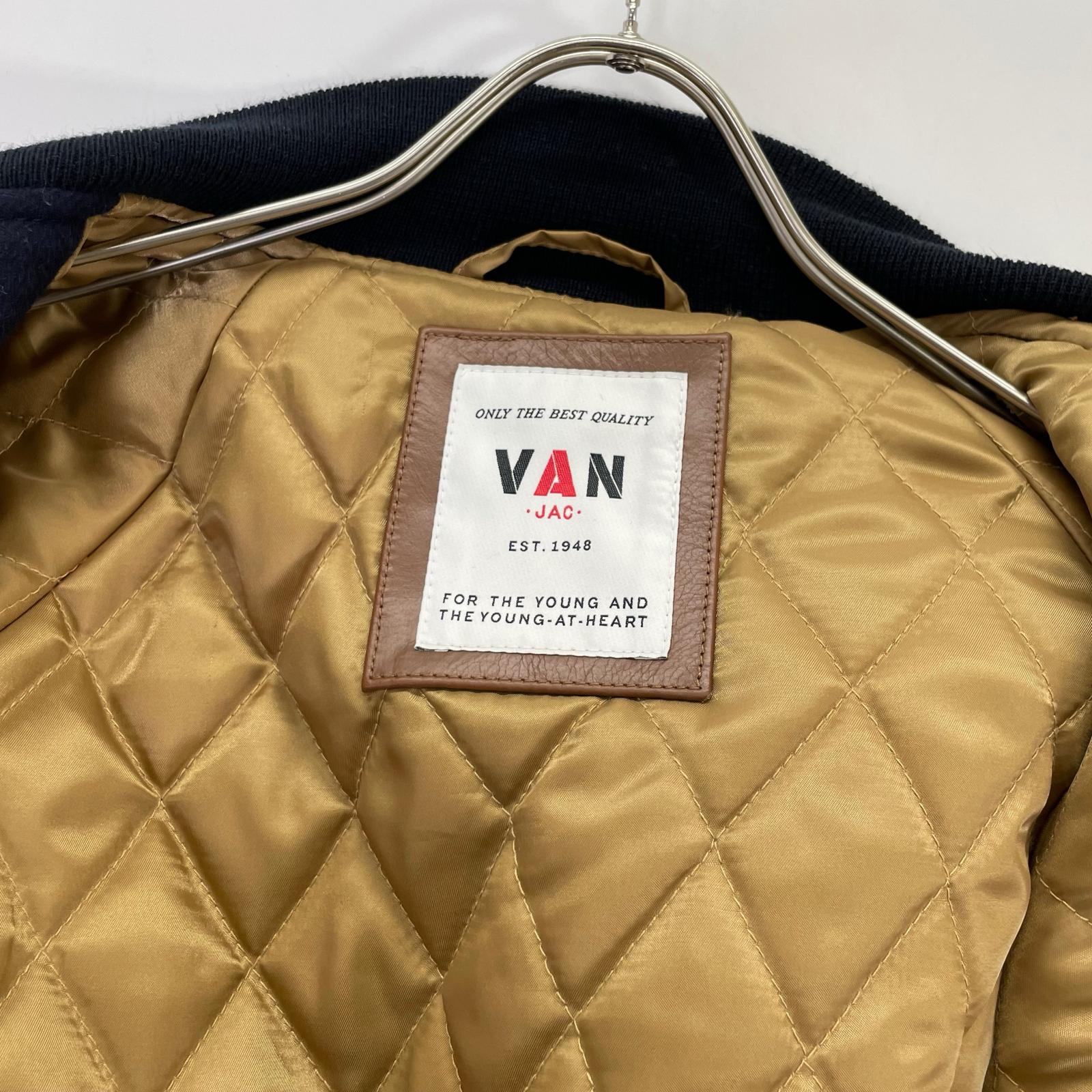 VAN JACKET ヴァンジャケット JW-19502 ﾈｲﾋﾞｰ×ﾌﾞﾗｳﾝ ｳｰﾙ×ﾚｻﾞｰ 水牛革