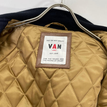 VAN JACKET ヴァンジャケット JW-19502 ネイビー×ブラウン ウール×レザー 水牛革切替スタジャン ジャケット