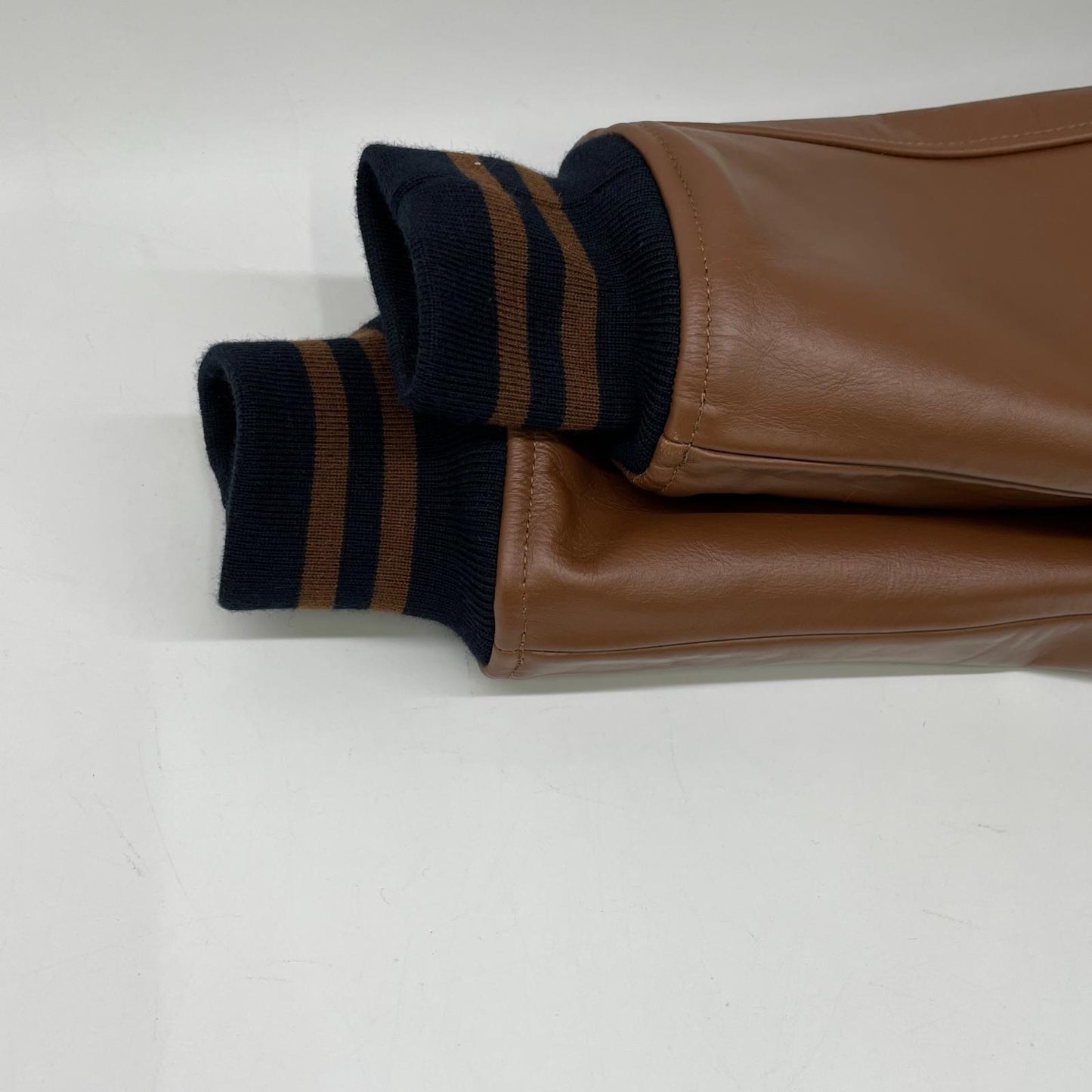 VAN JACKET ヴァンジャケット JW-19502 ネイビー×ブラウン ウール×レザー 水牛革切替スタジャン ジャケット
