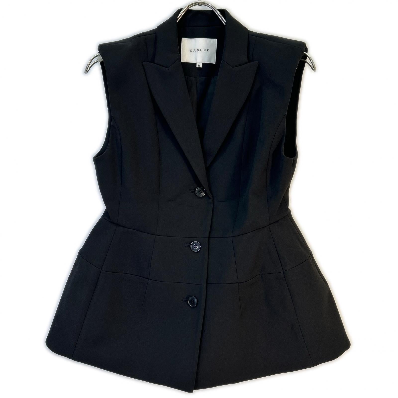 [Megumi Kanzaki Collaboration] 24SS 74146230 Black Polyester Waist-Marked Flare Gilet Vest 36 Women's