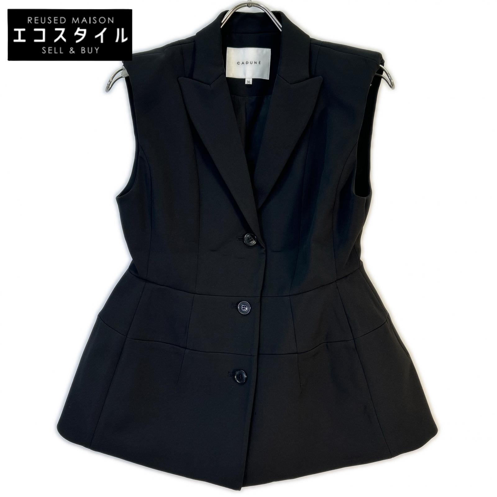 [Megumi Kanzaki Collaboration] 24SS 74146230 Black Polyester Waist-Marked Flare Gilet Vest 36 Women's