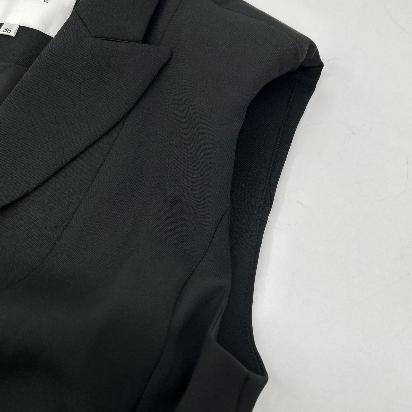 [Megumi Kanzaki Collaboration] 24SS 74146230 Black Polyester Waist-Marked Flare Gilet Vest 36 Women's