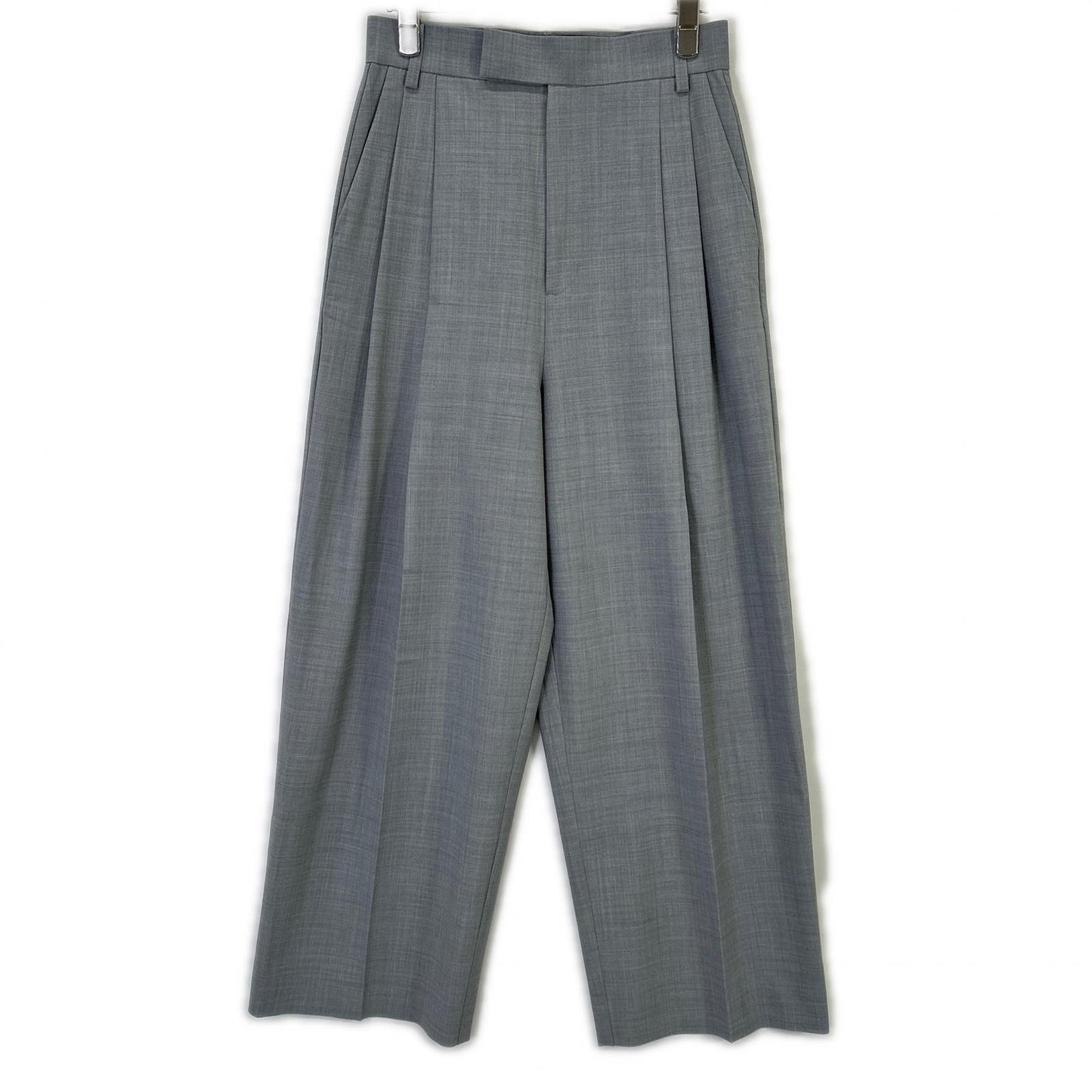 Whim Gazette 24SS WGZ1032102A0008 Gray High-Waist Semi-Wide Silhouette Wool Tuck Pants Bottoms