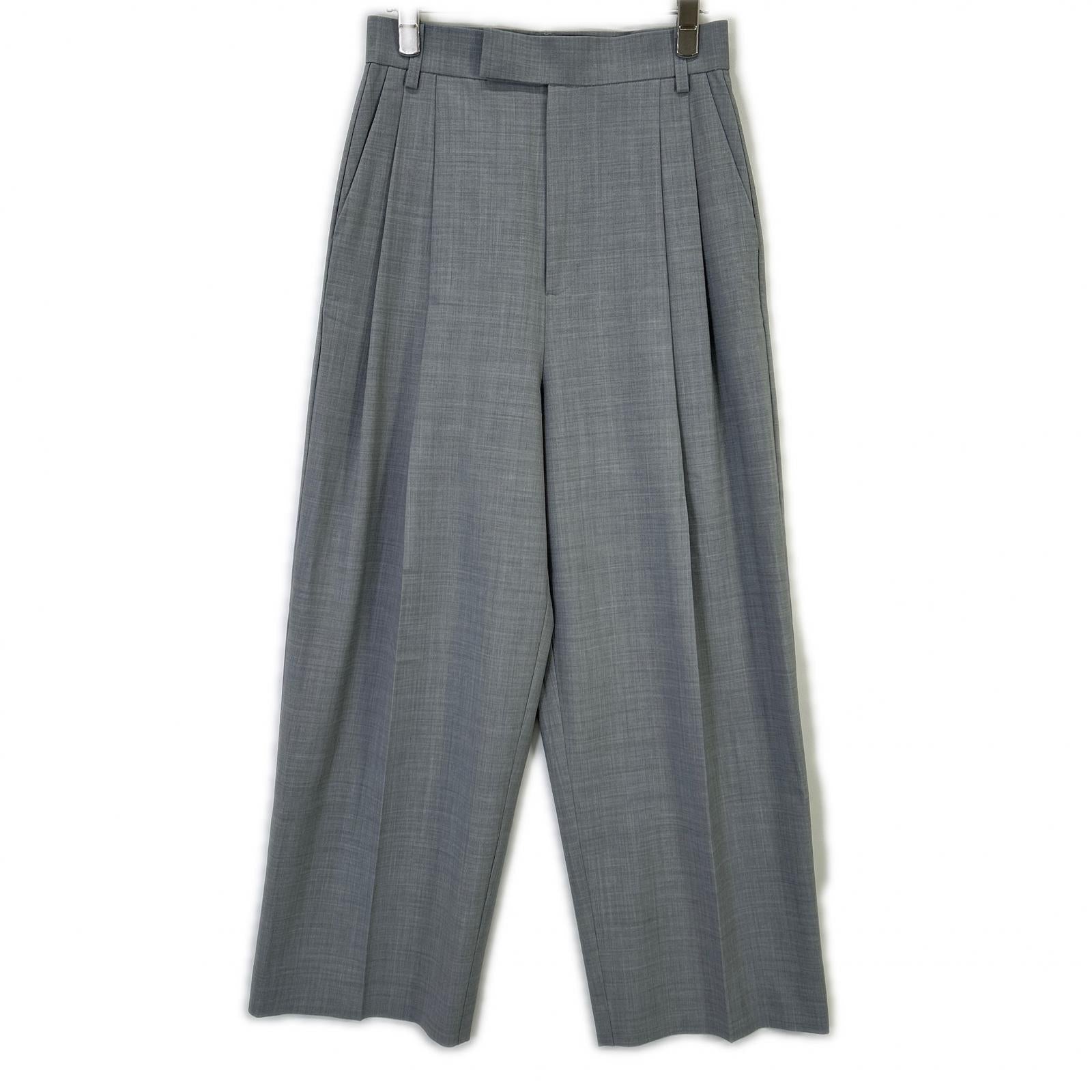 Whim Gazette 24SS WGZ1032102A0008 Gray High-Waist Semi-Wide Silhouette Wool Tuck Pants Bottoms