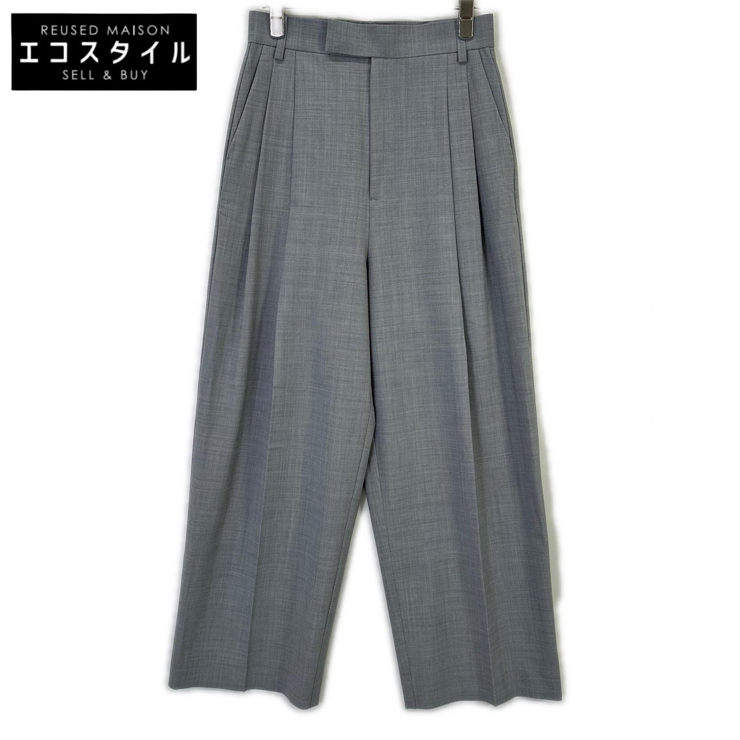 Whim Gazette 24SS WGZ1032102A0008 Gray High-Waist Semi-Wide Silhouette Wool Tuck Pants Bottoms