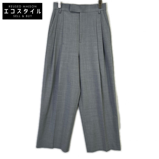 Whim Gazette ウィムガゼット 24SS WGZ1032102A0008 グレー ハイウエスト セミワイドシルエットウールタックパンツ ボトムス