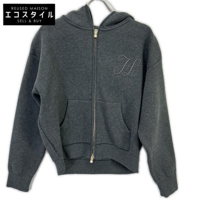 GRAY Logo Embroidery Smooth Knit Hoodie Parka Top F Ladies