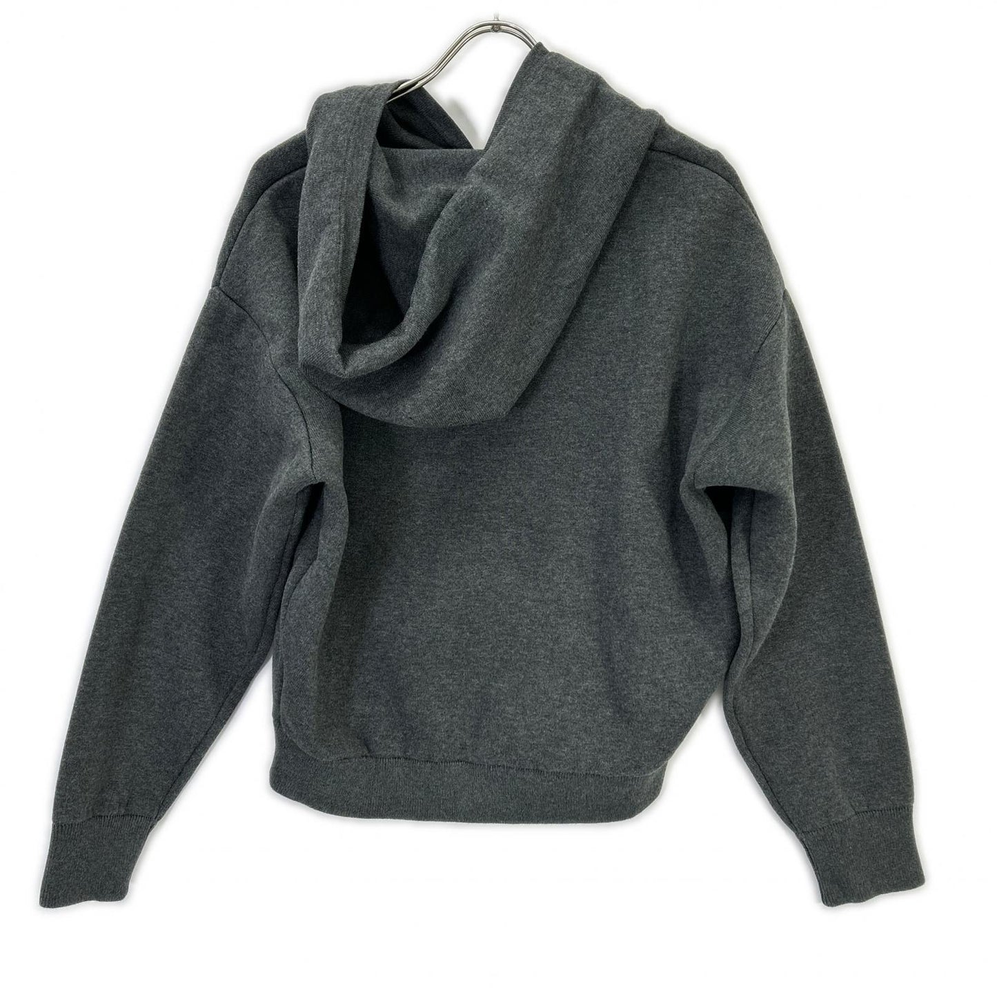 GRAY Logo Embroidery Smooth Knit Hoodie Parka Top F Ladies