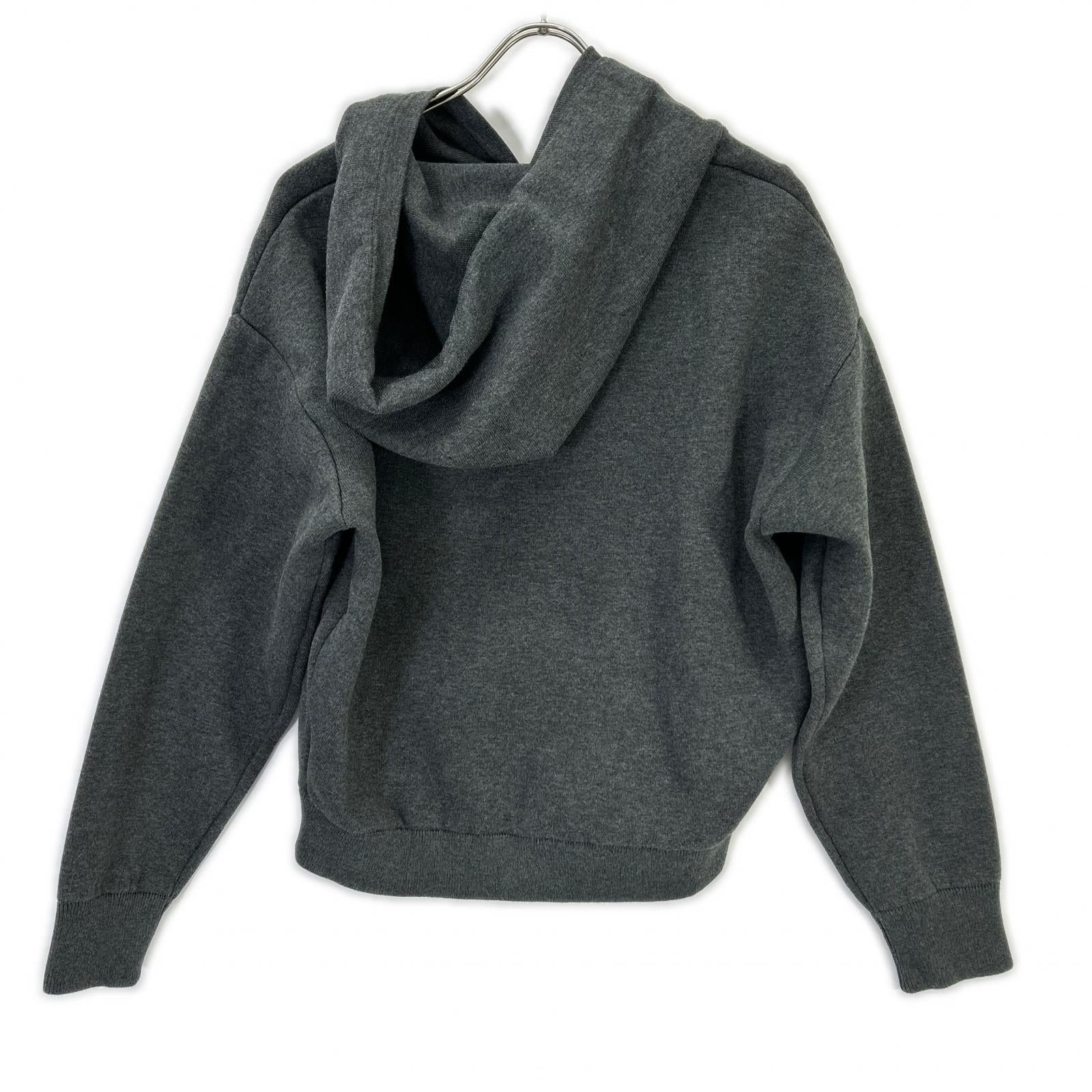 GRAY Logo Embroidery Smooth Knit Hoodie Parka Top F Ladies