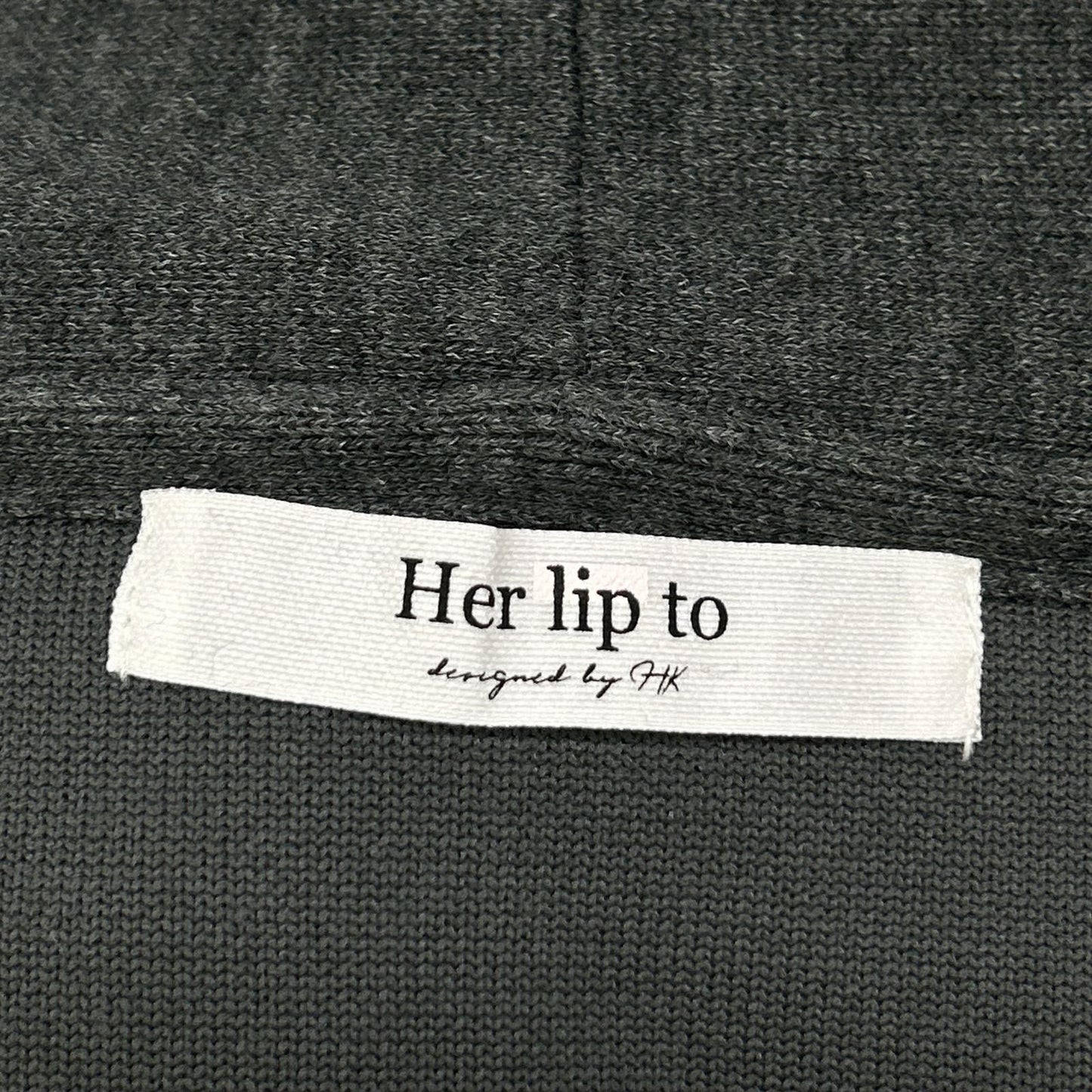 GRAY Logo Embroidery Smooth Knit Hoodie Parka Top F Ladies