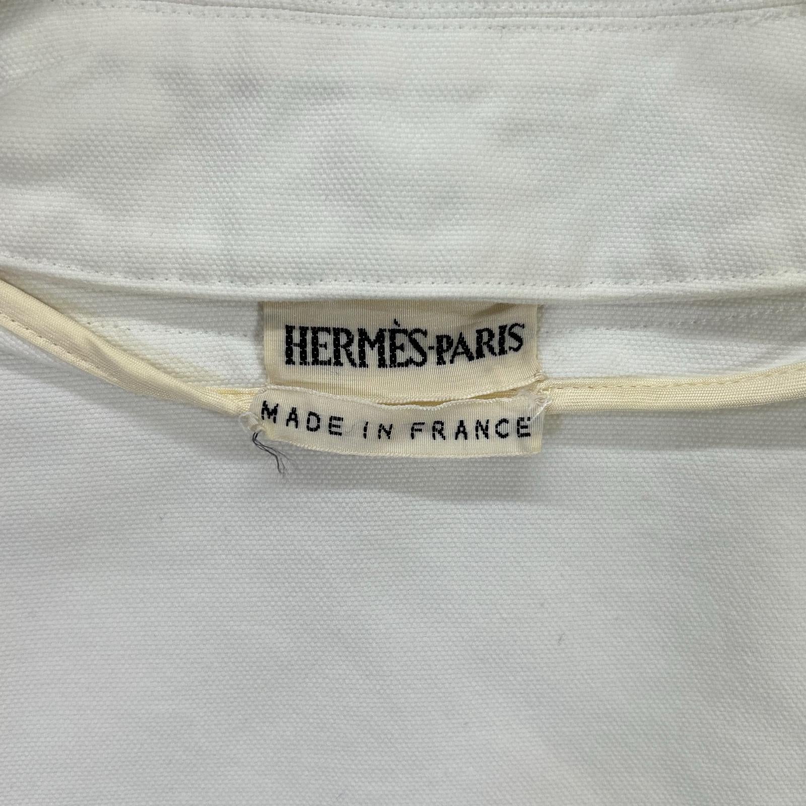 HERMES 爱马仕 Margiela时期 白色 100%纯棉 双排扣 短款大衣 外套