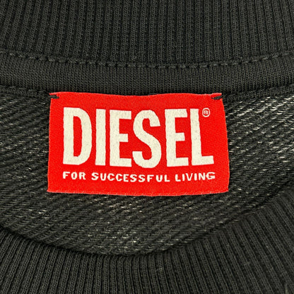 DIESEL F-ALPY Washed Black Cotton Blend Oval D Embroidered Denim Sweatshirt Top